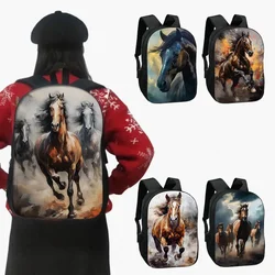 16 Inch War Horse Backpack Running Horse Children School Bags for Boys Girls Animals Pony Rucksack Bookbag Laptop Bag Daypack