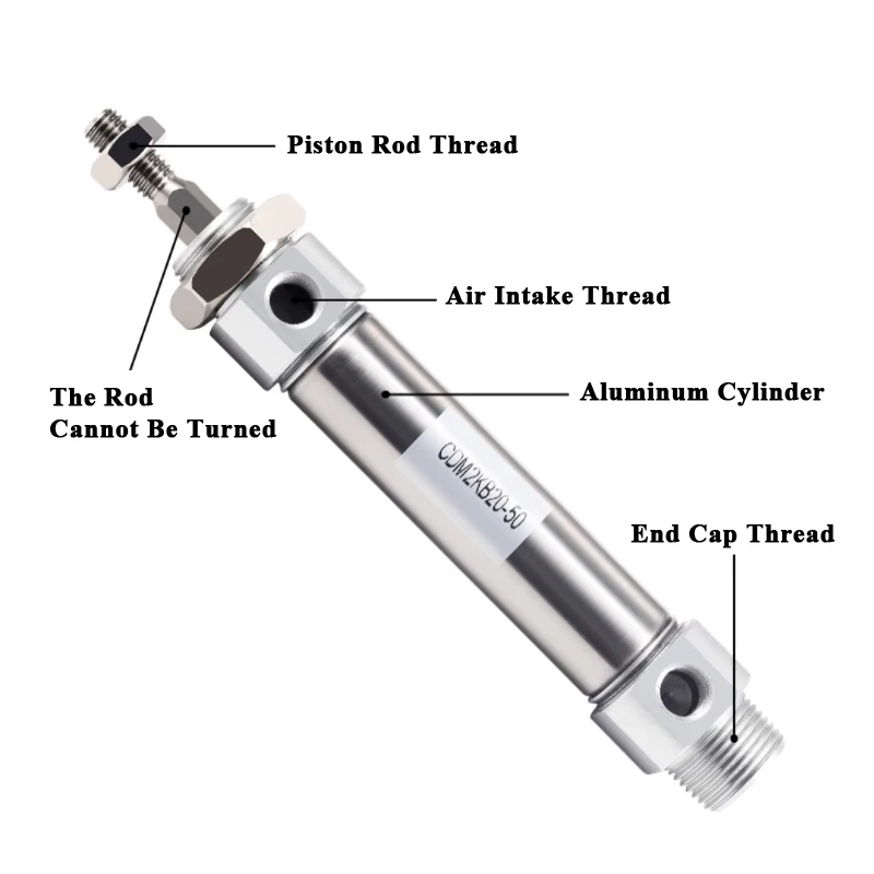 CDM2KB16/20/25/32/40 Series SMC Type Double Acting Mini Pneumatic Air Cylinder Stainless Steel Magnetic Ring 25-500mm Stroke