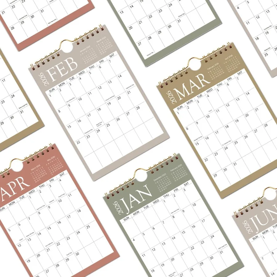 Mini Kalendarz Ścienny 2026-2027 6x9 Ih Mini Kalendarz 18-miesięczny Mały Kalendarz od Stycznia 2026 do Czerwca 2027 Mały Kalendarz Notatnikowy