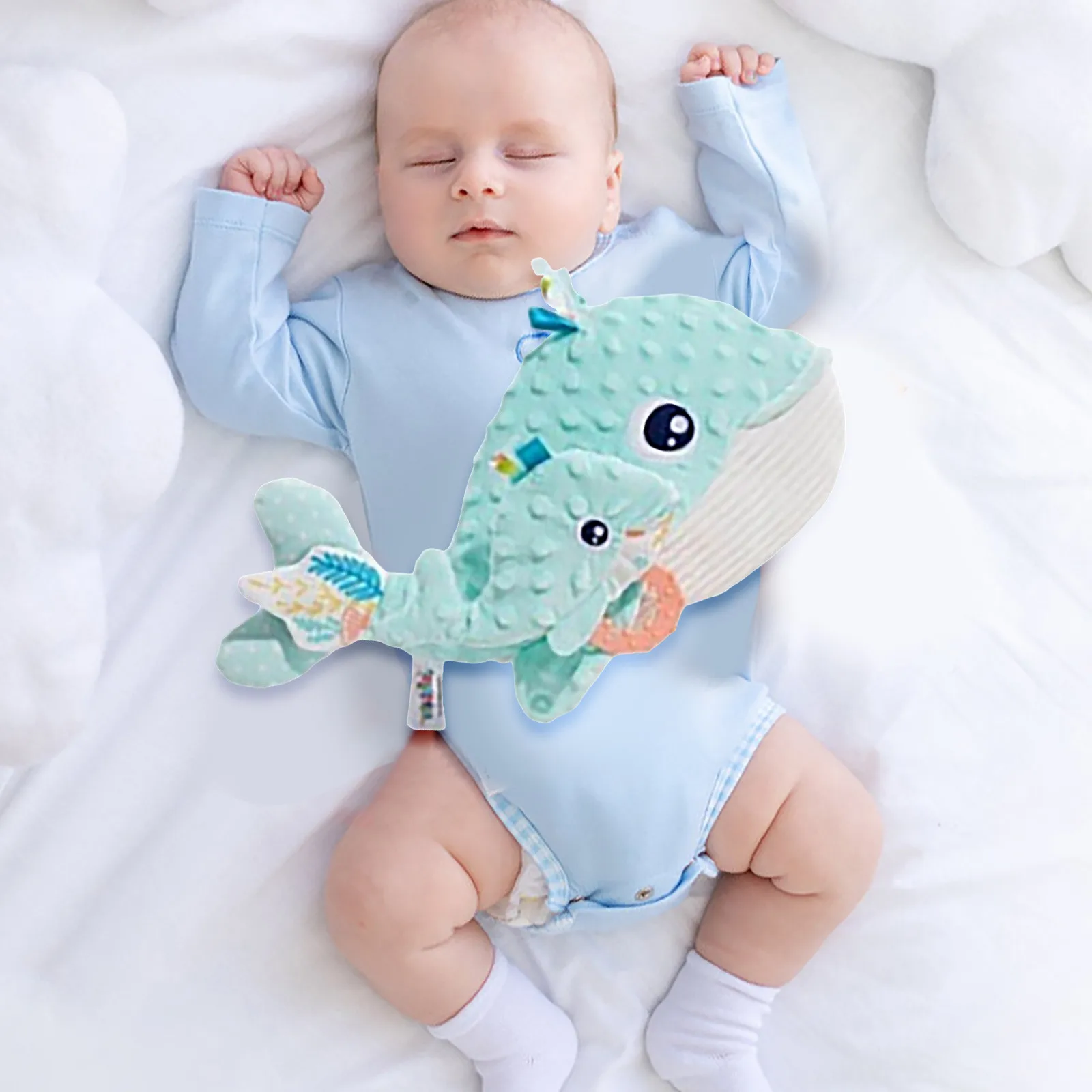 Baby Sleep Calming Plush Toy Infant Kids Butt Patter Cute 3 Speed Baby Patting Device With Teether&Noise Paper USB Rechargeable