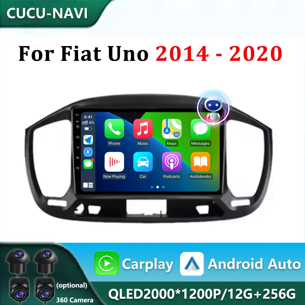 

Android 14 для Fiat Uno 2014-2020 2K QLED Android Автомобильный радиоприемник Мультимедийный видеоплеер GPS Стерео CarPlay Головное устройство Навигация 4G
