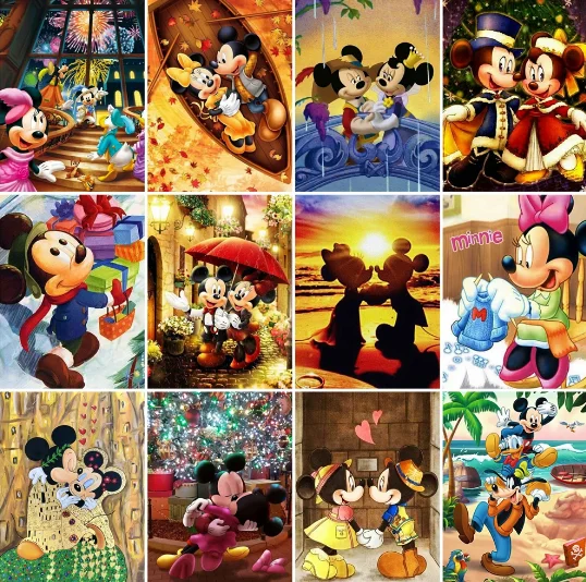 Disney Minnie Goofy Gold Cartoon Handmade Puzzle 300/500/1000 High Quality Game Gift Box