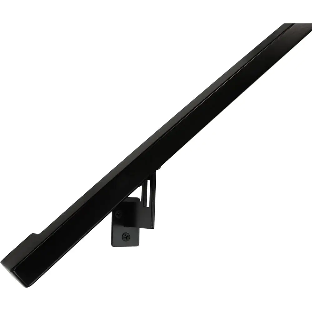 دعامات فولاذية قابلة للتعديل، عودة إلى الحائط، مجموعة درابزين سوداء مطلية بالمسحوق بطول 6 أقدام