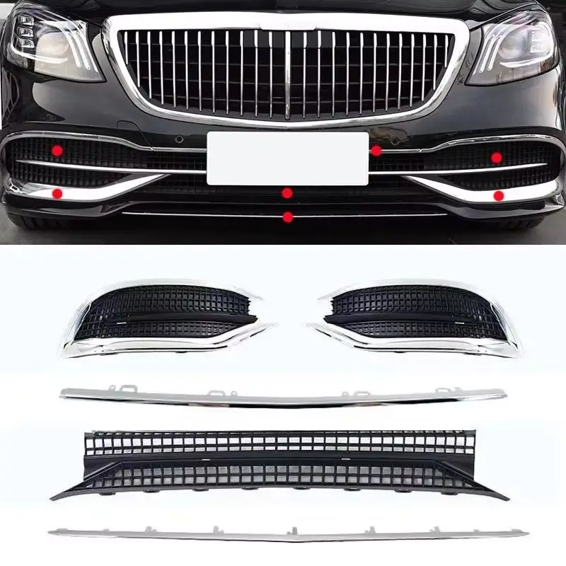 

For Maybach S Class W222 A2228854500 A2228854600 A2228854700 A2228854800 Front Lower Grill Grille Radiator Chrome Trim Bumper
