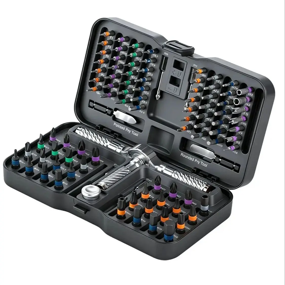 VMAN Exclusieve gereedschapset Smooth Gearless 24/66/100 in 1 ratel met magnetisch ontwerp S2 stalen bits Ultieme reparatiehulp