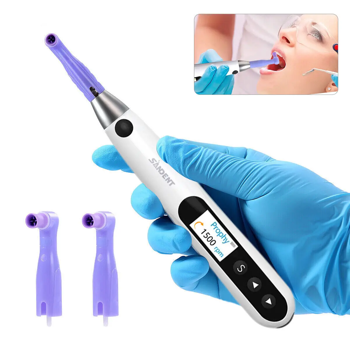 

Dental Cordless Hygiene Prophy Handpiece 360° Swivel Polishing+2pcs Disposable Prophy Angles