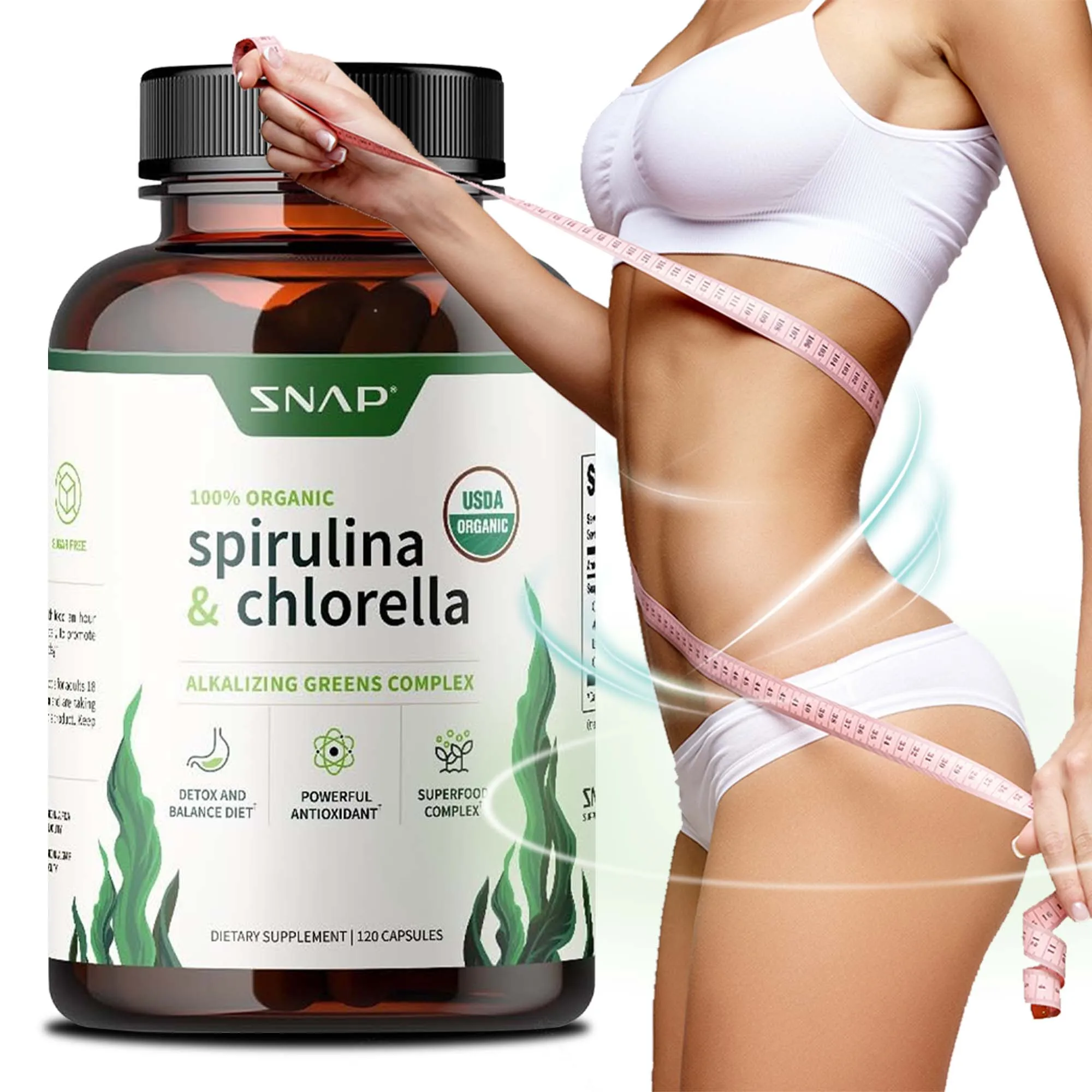 

Spirulina & Chlorella Capsules 2300mg - Supports Strong Detoxification, Energy, A Healthy Immune System, and Improved Absorption