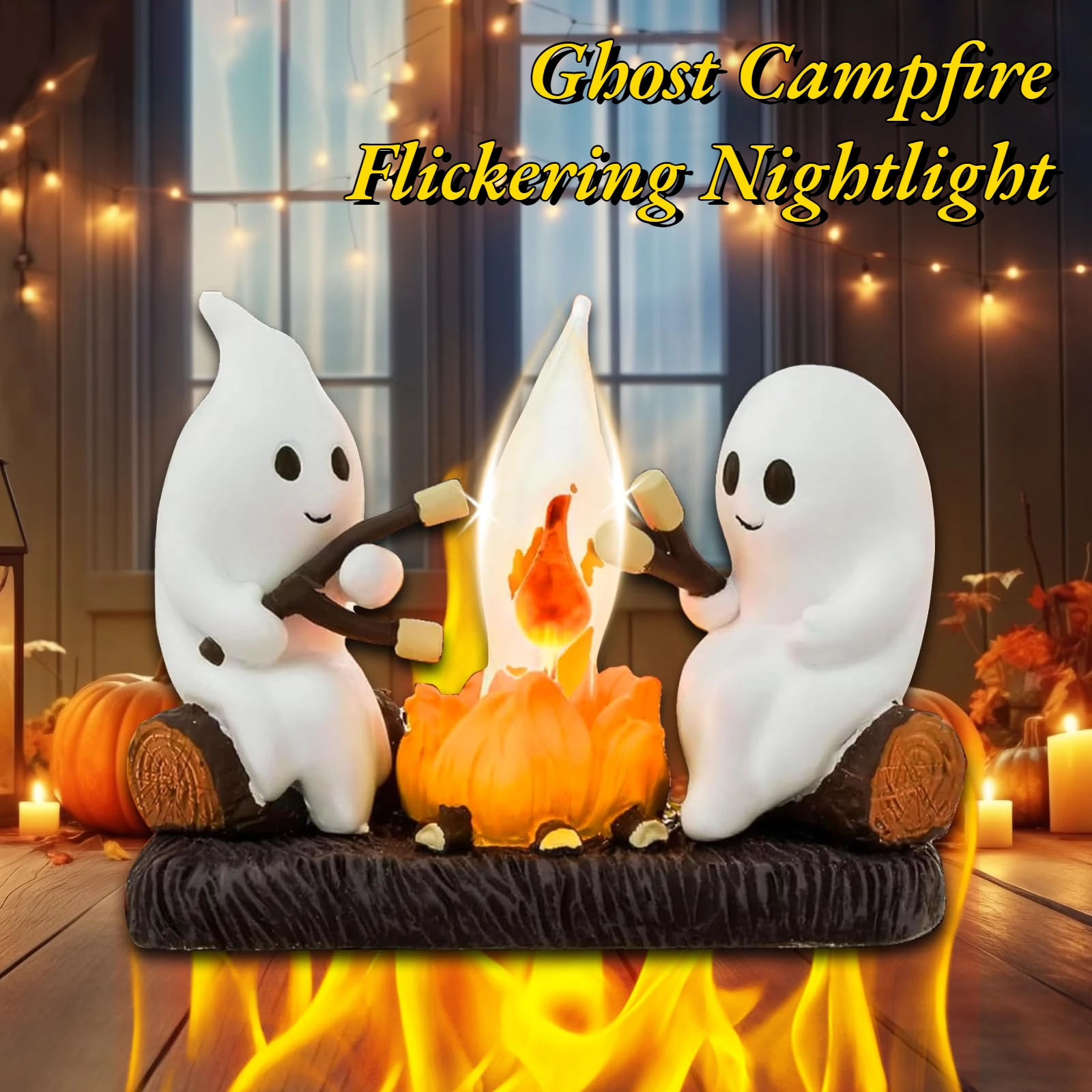 

3/2/1pcs Halloween Ghost Campfire Flickering Nightlight Spooky Fire Marshmallow Night Light LED Night Light Ghost nightlight