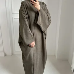 Plain Casual lino Abaya Kimono musulmano Outwear aperto Abaya per le donne Dubai turchia Hijab Dress Islam Outfit Ramadan Eid Kaftan