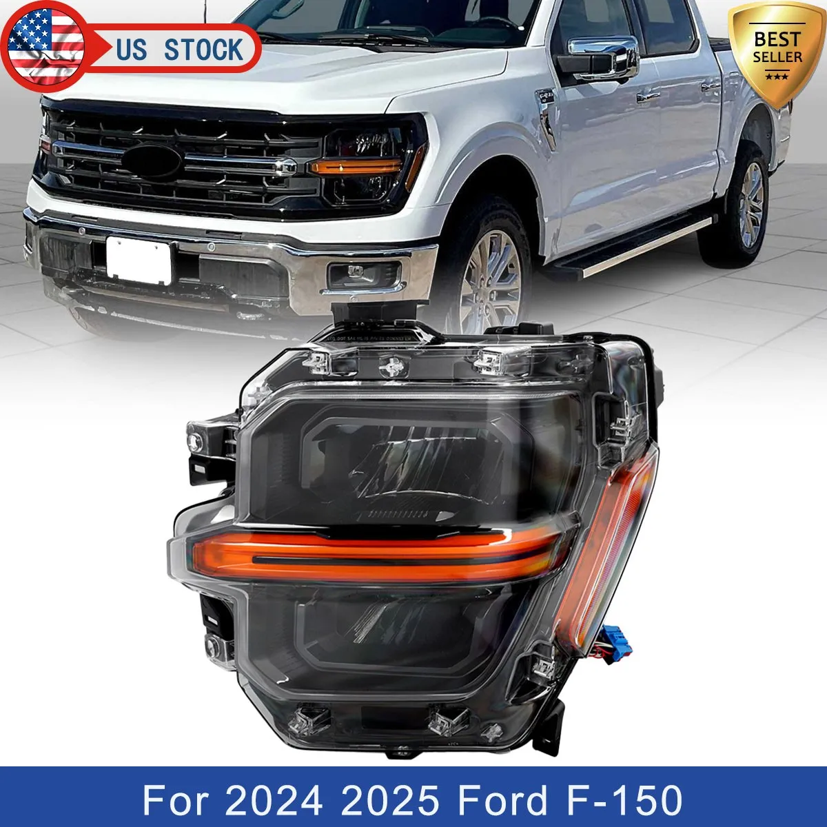 

Светодиодный отражатель фары RL3Z13008H для Ford F-150 XL STX XLT Crew Cab Pickup 4-дверный 2024 2025, левая сторона, блок фары в сборе