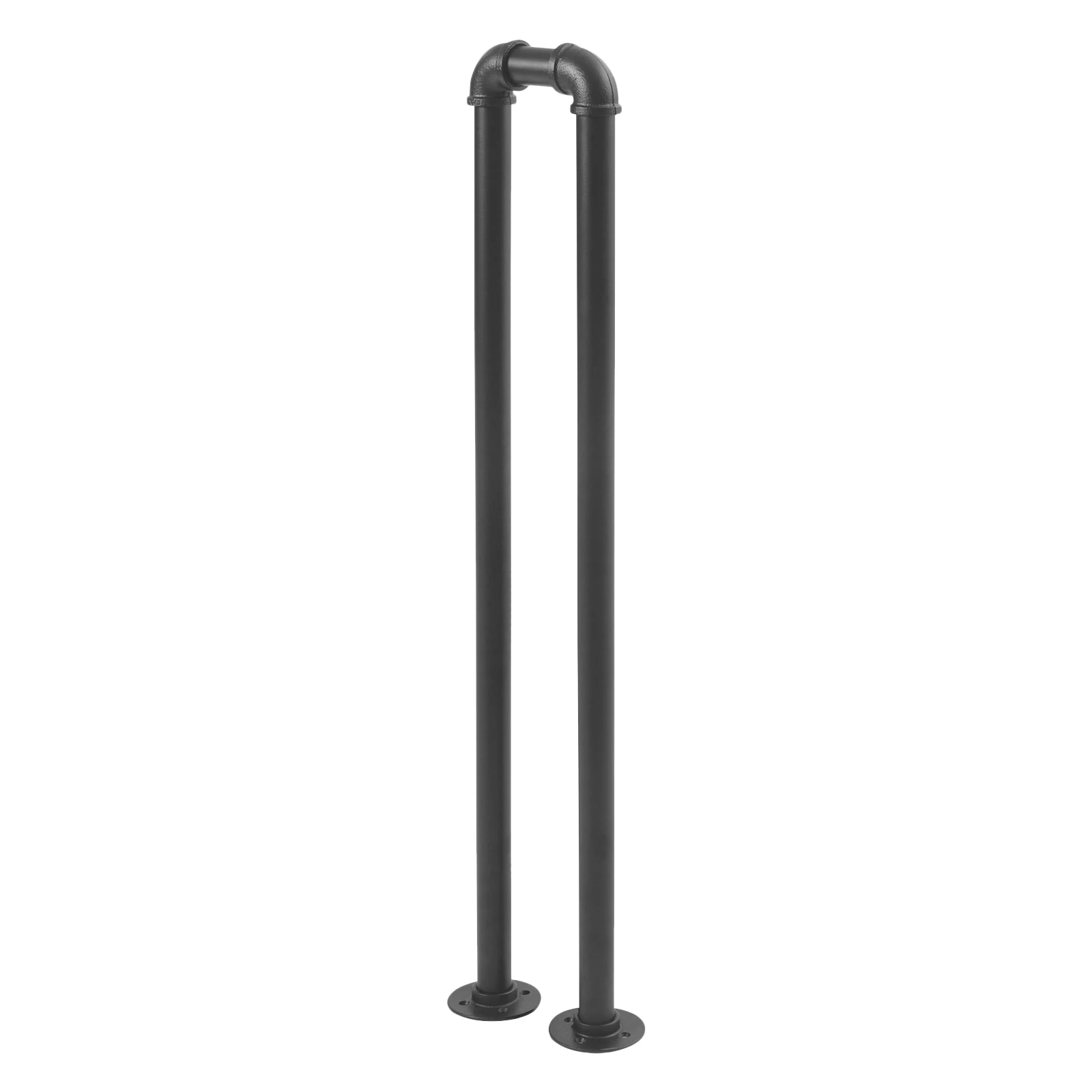 Matte Black U-Shaped Stair Handrail, Industrial Galvanized Steel Safety Railing - 110LBS Load Capacity