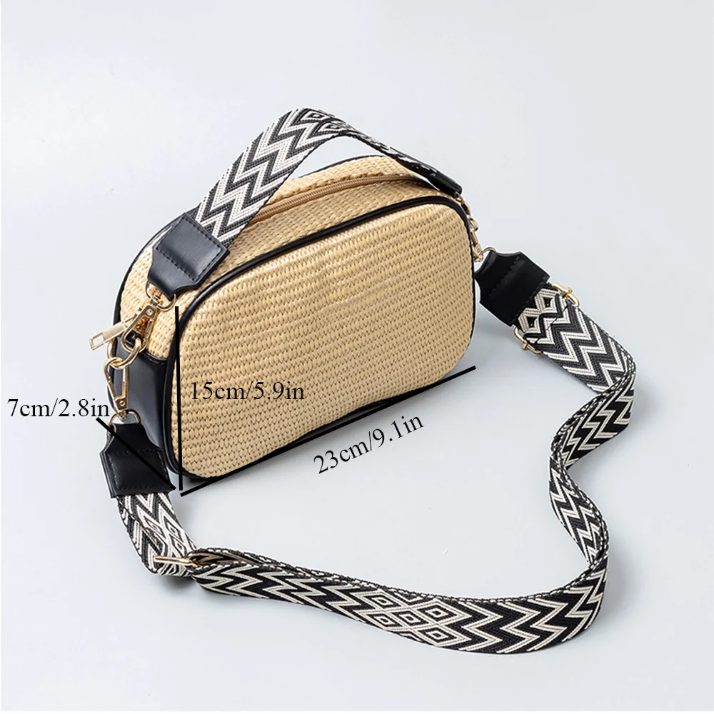 Straw Shoulder Bag For Women Summer Beach Bag Crossbody Bag Classic Straw Hobo Bag Purse Woven Handbag Tote Bag With Wide Strap