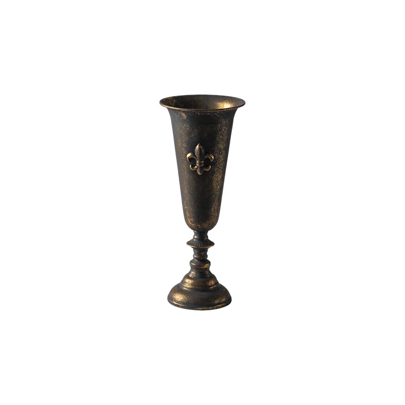 

European antique old desktop vase ornament American wrought iron flower ware outdoor courtyard
