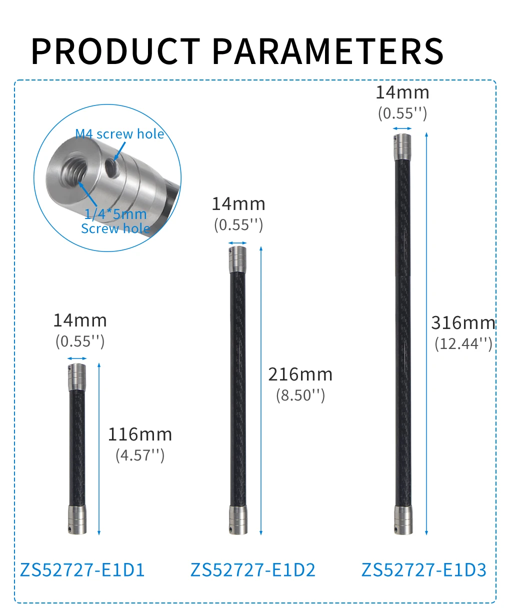 Carbon Fiber Monopod Selfie Stick Extension Pole Rod With 1/4 Screw For GoPro Hero 13 12 11 Insta360 for DJI Osmo Action Camera