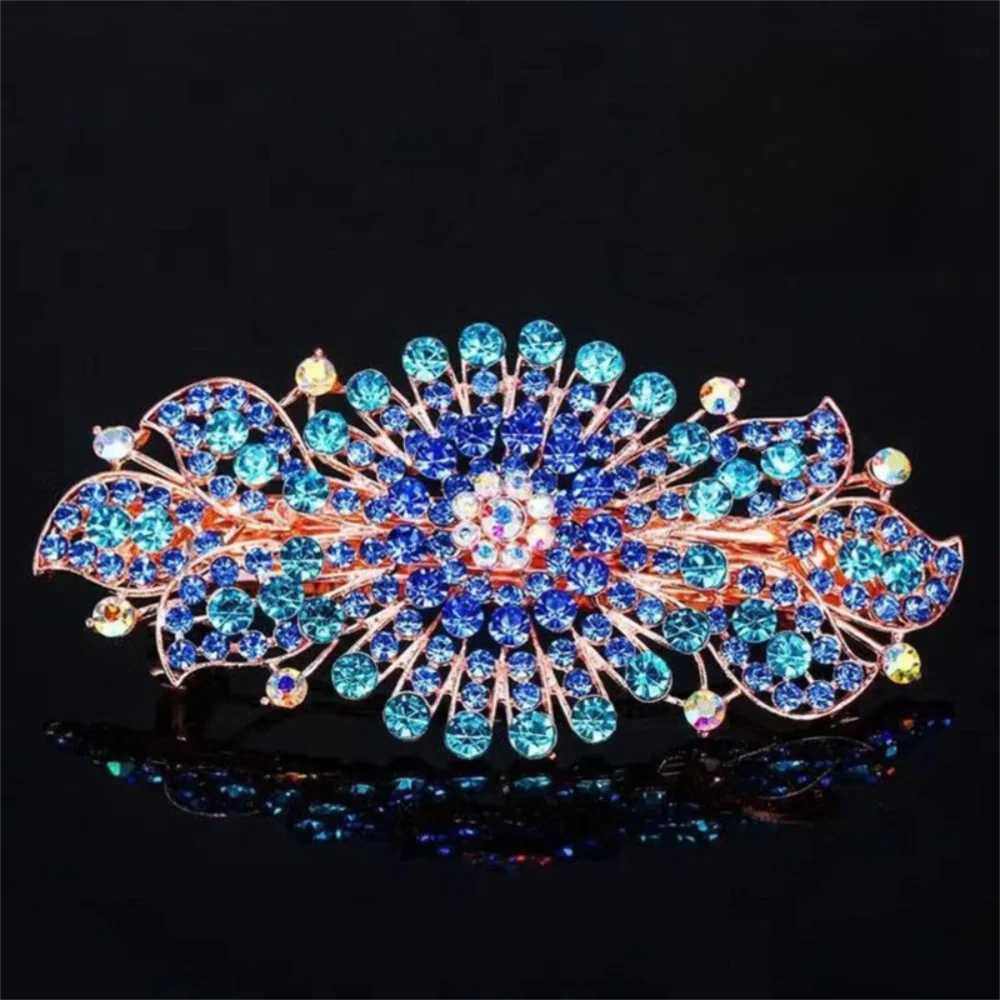 Headwear Large Spring Clip Rhinestone Flower Elegant Women's Hairpin Back-of-Head Hair Clip Hair Accessories