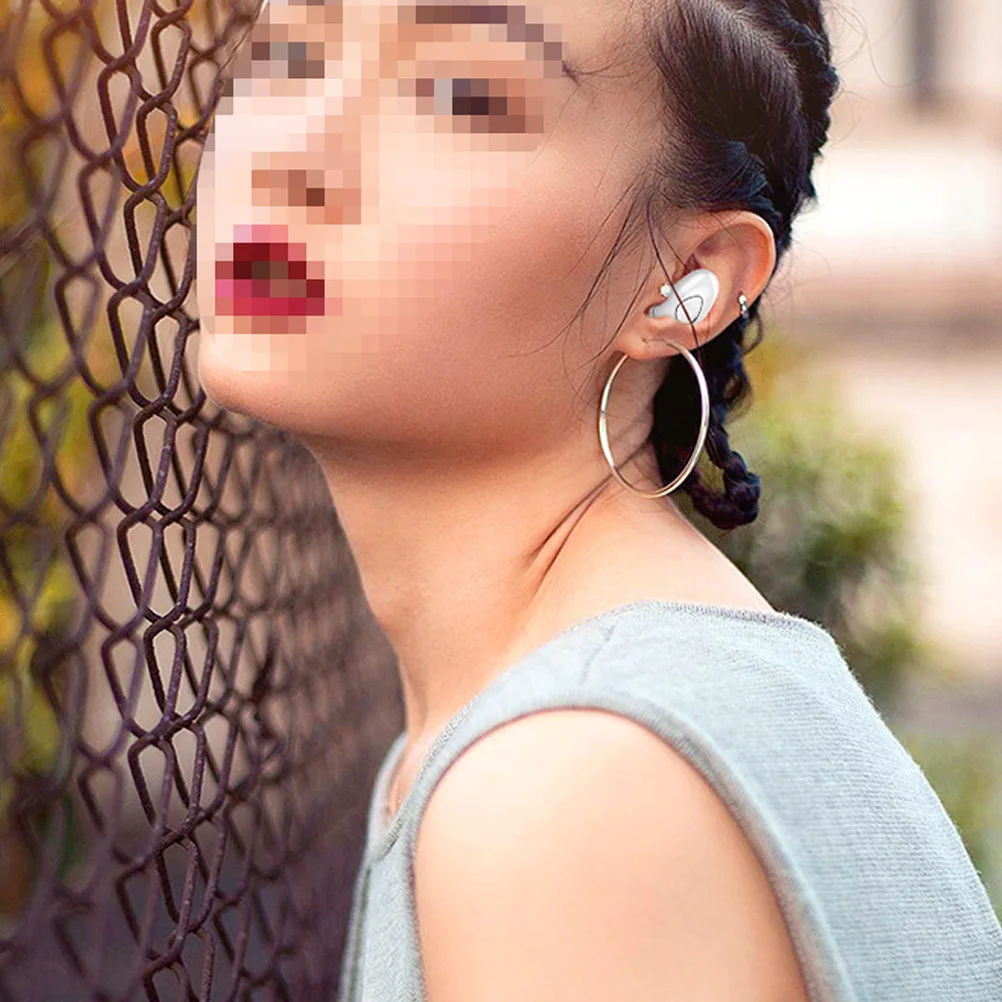 

Single Mini Wireless Earphone in-Ear Earbud Stereo Headset Lightweight Noise Cancelling for Running Gym Travel Silver