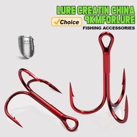 25Pcs High Carbon Steel Treble Hooks Red Fishing Triple Hook for Freshwater & Saltwater Carp Bass Trout Barbed Fishing Hook
