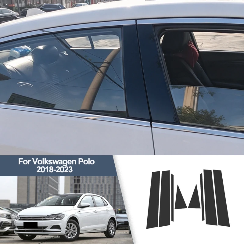 For Volkswagen Polo 2018-2023 B/C Pillar Post Stickers PC Window Middle Pillar Trim Decorative Car Exterior Accessories