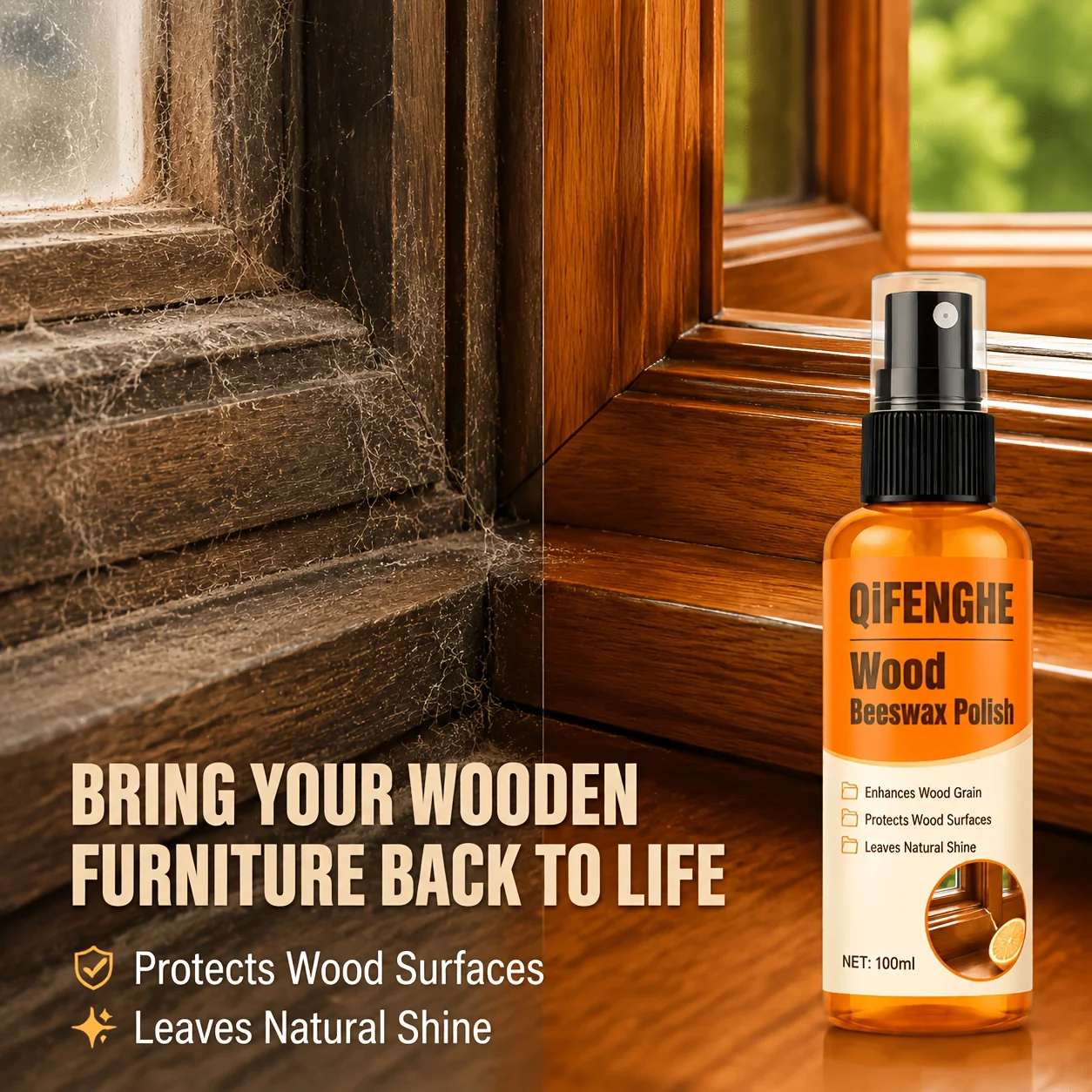 Cire et polissage pour bois multi-usages, éliminent les taches tenaces et lissent les rayures sur le bois clair, pour les surfaces des meubles en placage.