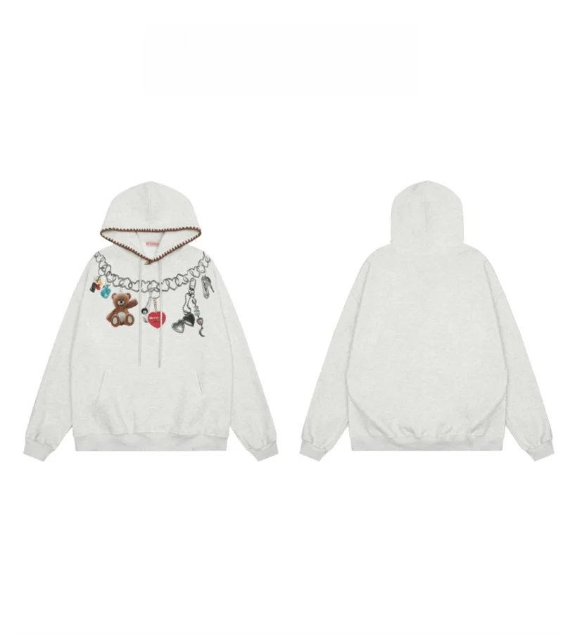LISM women's winter clothes y2k hoodies sweatshirt 2025 Retro Bear Nelace Hoodie Women Loose Casual Versatile Overhead Top