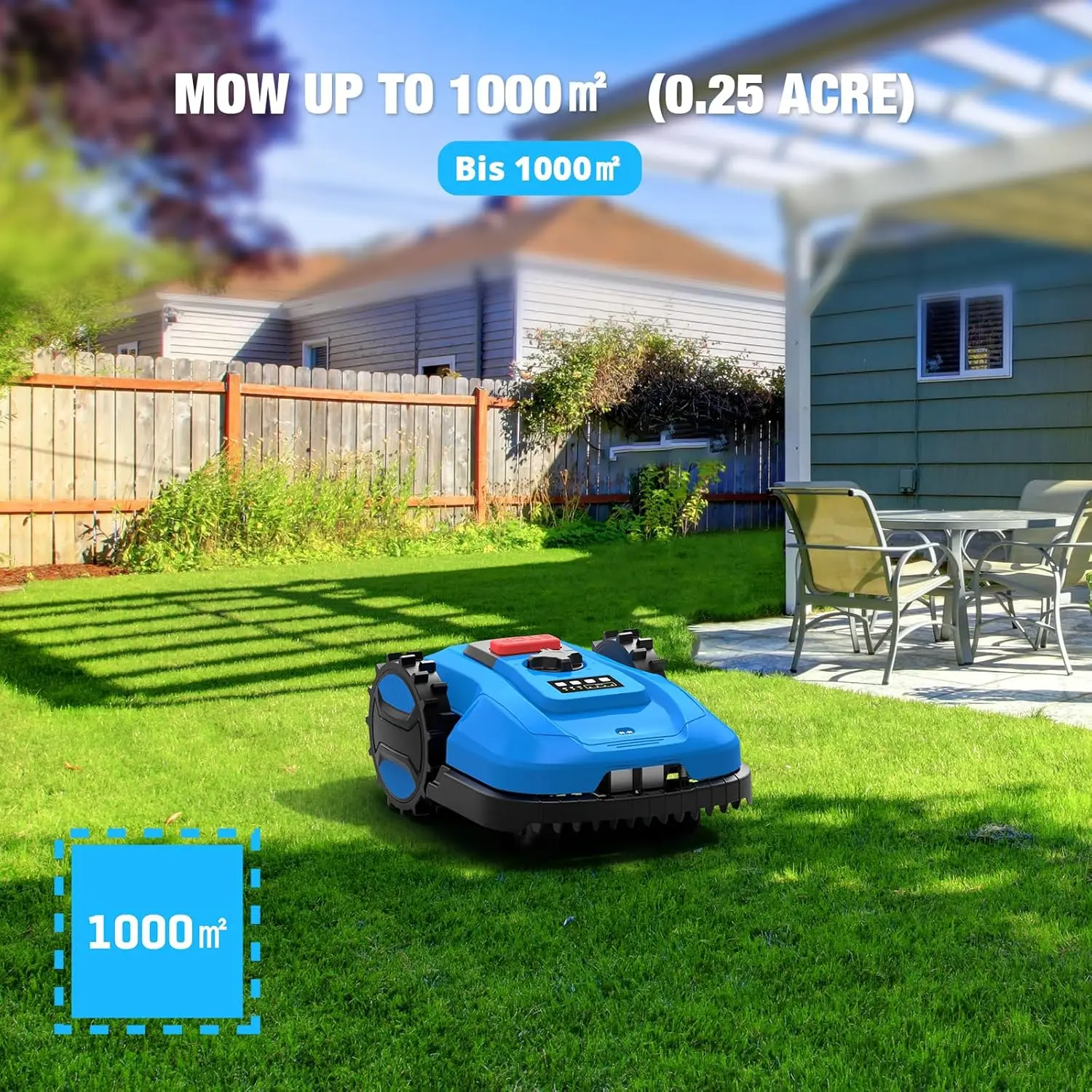 20V 4.0Ah Robotic Lawn Mower 1/4 Acre / 10,890 Sq. Ft, Automatic Lawnmower App Control With Schedule, Self-Charging, Bluetooth