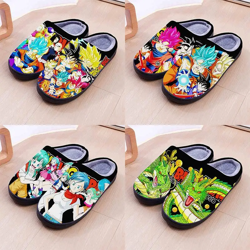 Anime dragon ball chinelos dos desenhos animados cosplay chinelos outono inverno casa do casal antiderrapante manter quente chinelos casa sapatos de algodão