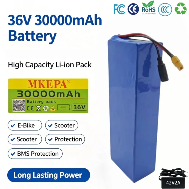 High Discharge 5C 10S2P 36V 30Ah 21700 Lithium Battery Pack With BMS For Electric Motorcycle Bicycle Scooter