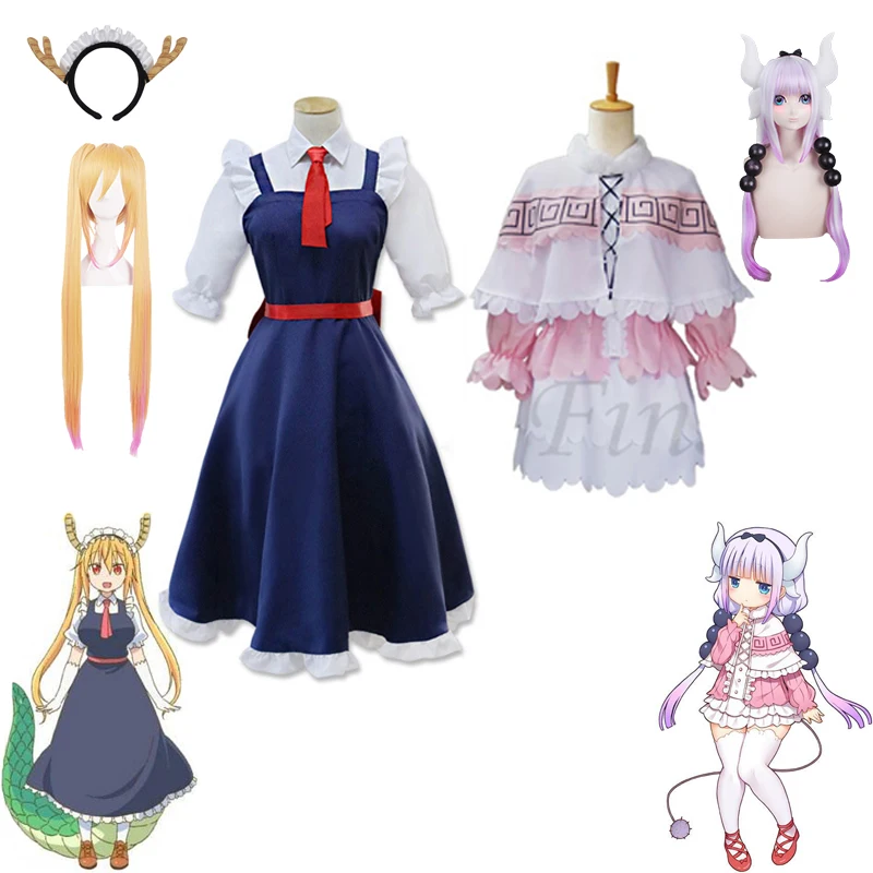 

Miss Kobayashi's Dragon Maid Kanna Kamui Cosplay Costume for Women Halloween Kobayashi san Chi no Maid Uniforms Lolita Dress