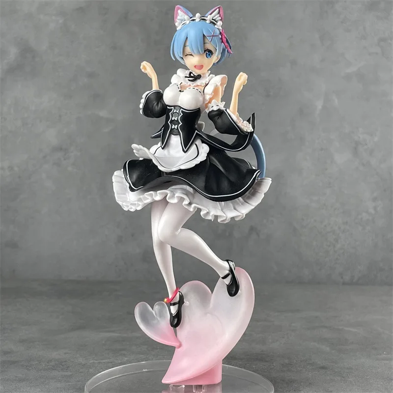 Re:ZERO życie w innym świecie startowego Rem Nekomimi Ver. Figurka z PVC w skali 1/8 figurka Anime prezent dla kolekcja zabawek lalki