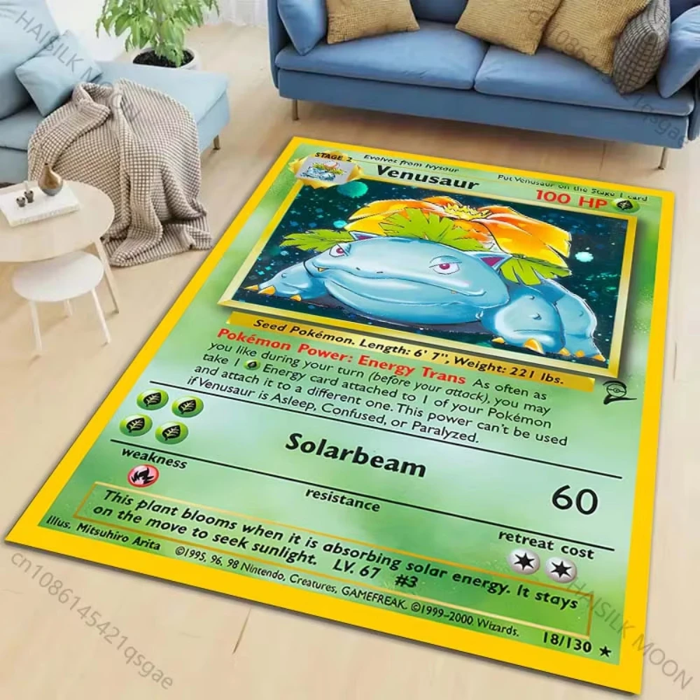 MINISO Pokémon Card Pikachu Charizard Squirtle Print Carpet Rug for Living Room Bedroom Sofa Decor Home Area Rug Mat Play Rugs