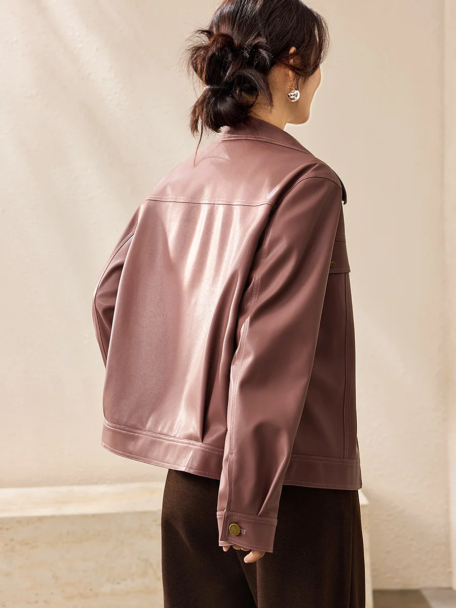 Moderne rétro Waed coton vêtements de travail en cuir Jaet ort décontracté Sle vêtements d'extérieur pour femmes automne 2025 nouveauté