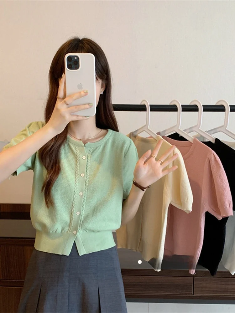 

Retro ort Sve Knitted Sweater Outerwear Women's Early Spring New Thin Skirt Matching Open Cardigan Top Outerwear