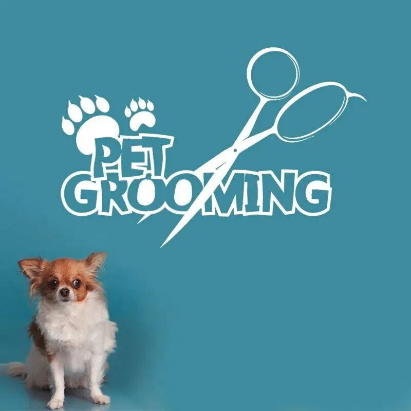Pielęgnacja zwierząt domowych ścianę salonu naklejka Home Decor Paw Pet Store znak klinika weterynaryjna zwierzęta drzwi okno naklejki Vinyl murale 2079 — zdjęcie 4