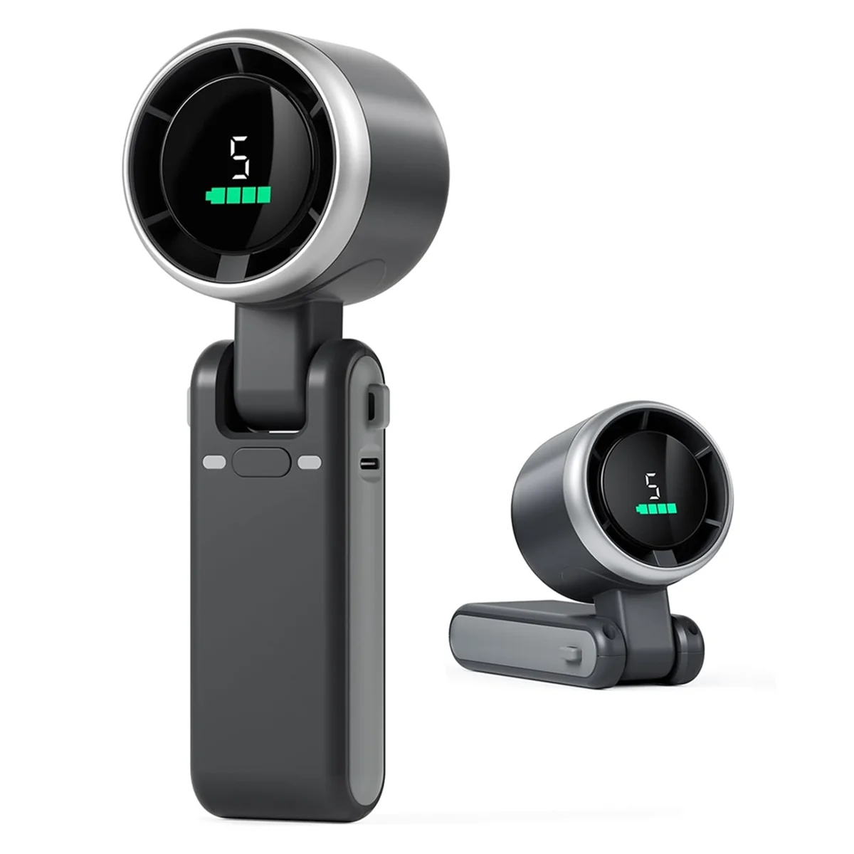 Ventilador turbo portátil de mano, viento de 5 velocidades, funciona con pilas, hasta 12 horas de trabajo, ventilador de mano con Air Turbo Tech negro