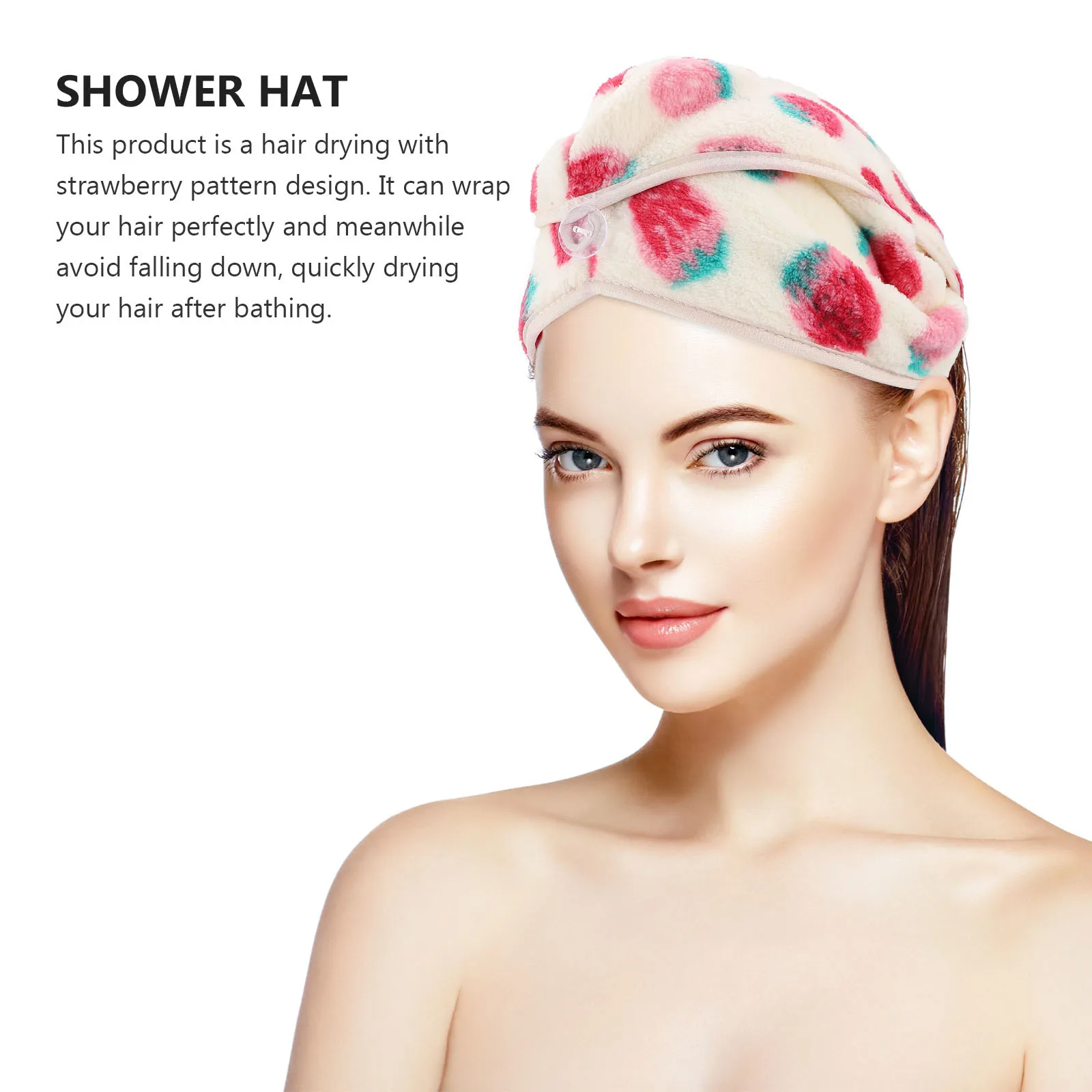 1 шт., шапка для сушки волос с клубничным узором, быстросохнущая впитывающая шапочка для ванной комнаты, удобная домашняя шапочка для купания
