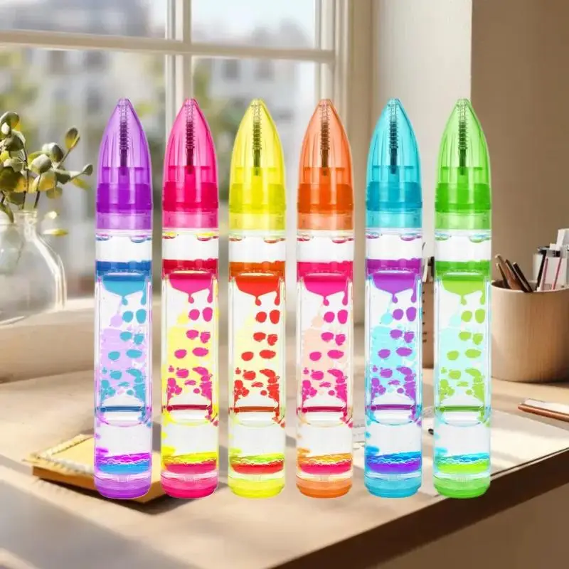 Caneta esferográfica retrátil de movimento líquido, 6 cores, alívio de ansiedade, escrita sem estresse, caneta relaxante legal para estudo/escritório, 1 peça