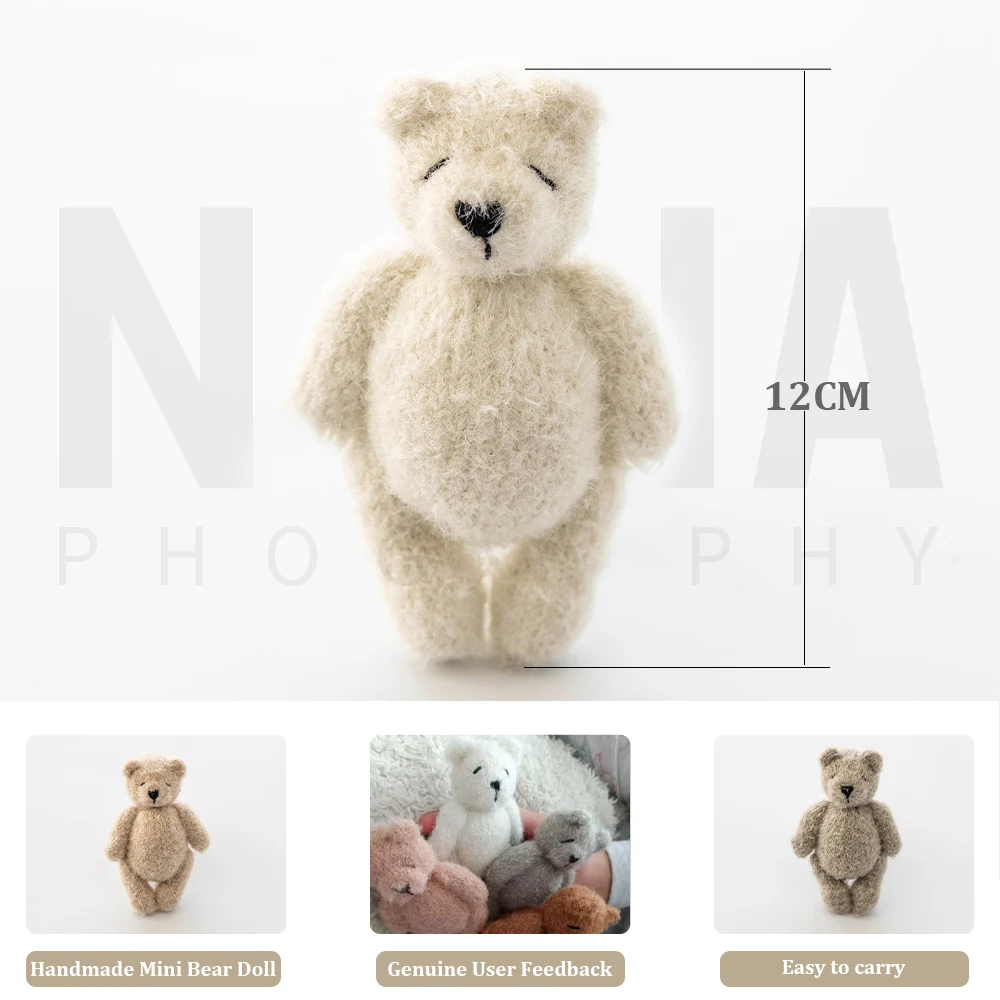 

Newborn Photography Decorative Bear Doll Props Adorable Mini Knitted Teddy Bear Dolls Handmade Crochet Toy Studio Shooting Props