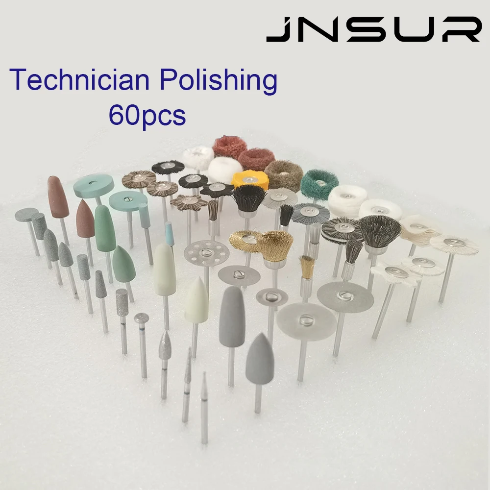 60pcs JNSUR Dental Polishing Brush Kit Technician Laboratory Tool Grinding Artificer Ceramic Porcelain Nail Dentistry Product