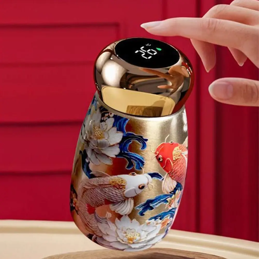 304 Stainless Steel Insulated Cup Leak-Proof Chinese Style Coffee Mug 230ml Temperature Display Vacuum Pocket Cup Outdoor