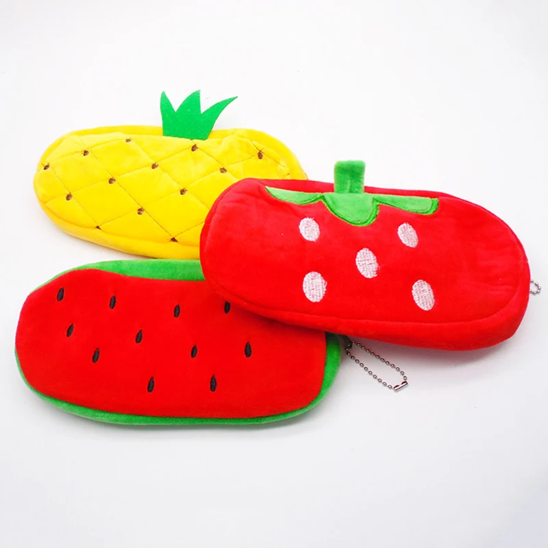 20*12CM Cartoon Cute Colorful Plush Fruit Coin Purse Student Pencil Bag Girls Makeup Bag Watermelon Strawberry Pineapple Models