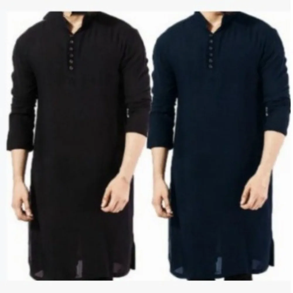 2024 Arabic Style Fashion Simple Long Men\'s Shirt Muslim Robe Pakistan Muslim Islamic Clothing Muslim Sets Muslim Men Clothing