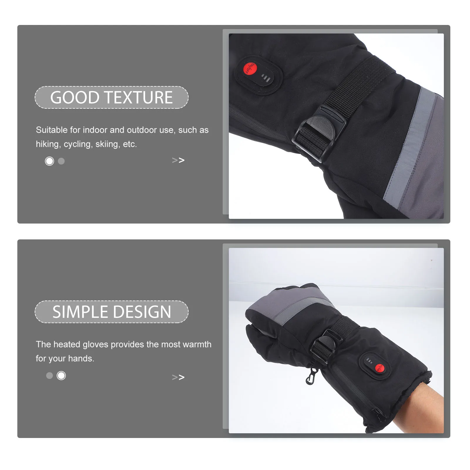 

1 Pair Electric Heated Skiing Gloves For Men Women Windproof Thermal Winter Hand Warmer Fast Heating Back Hand Finger Coverage