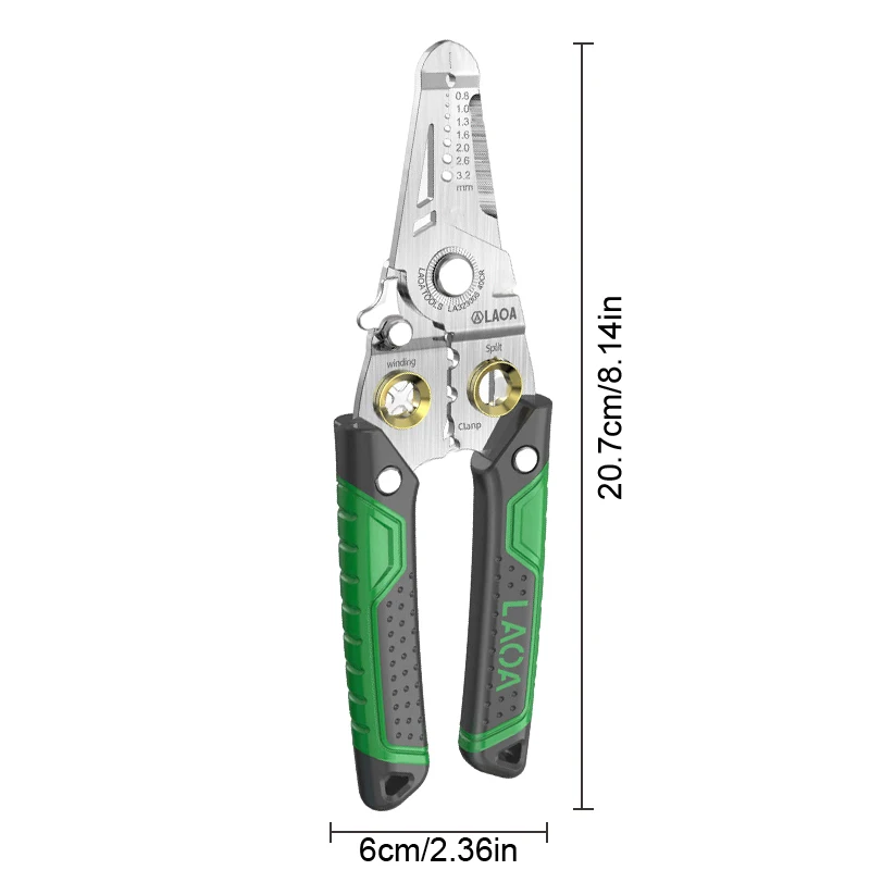 LAOA 8 In 1 Wire Stripping Pliers Multifunction Electrician Cable Cutting Terminal Crimping Splitting Winding Line Hand Tools