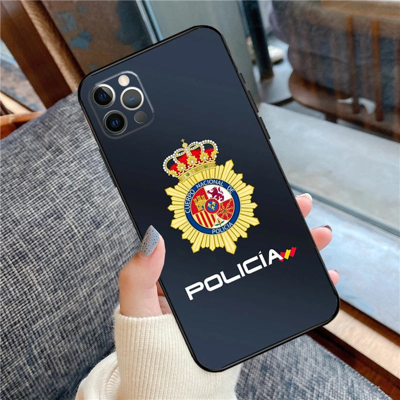 Spain National Police Logo Phone Case For iPhone 11 12 13 14 15 16 Pro Max 12 13 Mini X XR XS MAX 14 Plus Cover