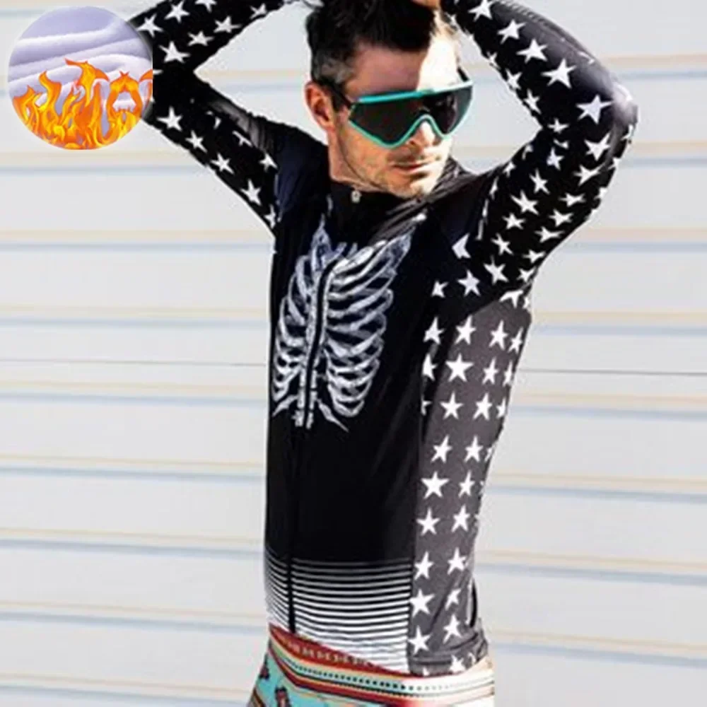 

Зимние мужские велосипедные куртки из термофлиса с длинными рукавами, дорожный велосипед, MTB, спортивная одежда, профессиональный командный велосипедный трикотаж, сохраняющее тепло пальто