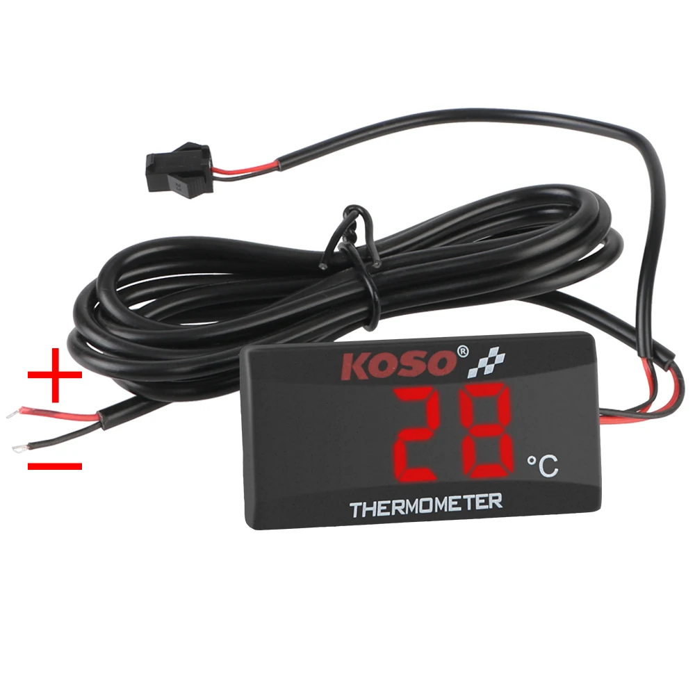 Motorcycle Thermometer Water Tank Retrofit 0~120°C Monitor Red Blue Indicator Warning With Sensors Temperature Meter 12V