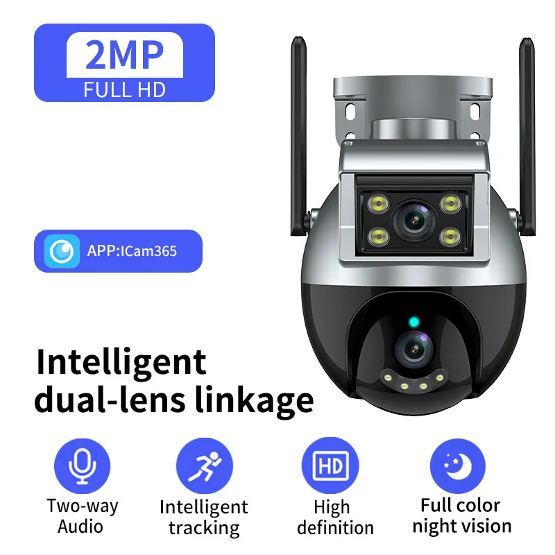 camera-ip-dome-ptz-sans-fil-a-double-objectif-4mp-avec-detection-humanoide-ia-vision-nocturne-couleur-securite-domestique-et-moniteur-bebe-via-l'application-icam365