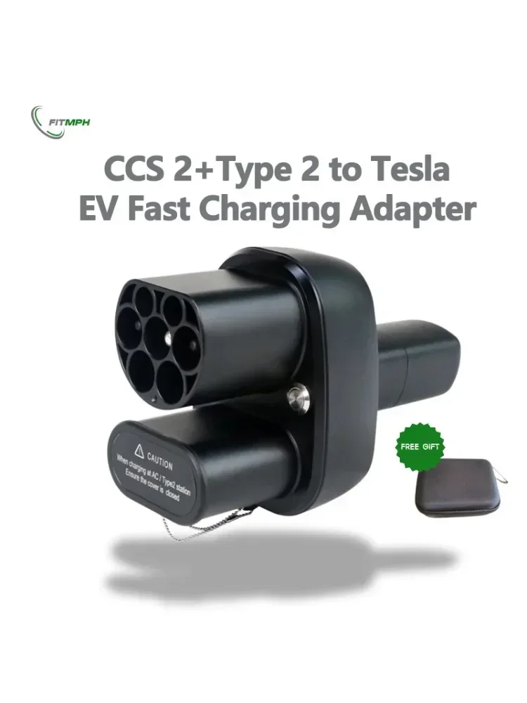 Adapter FITMPH CCS2+Type 2 na NACS Tesla, konwerter DC&AC 2-w-1, 250kW dla Modelu 3/X/Y/S, maks. 250V 32A, do Tesla z USA w Europie — zdjęcie 2