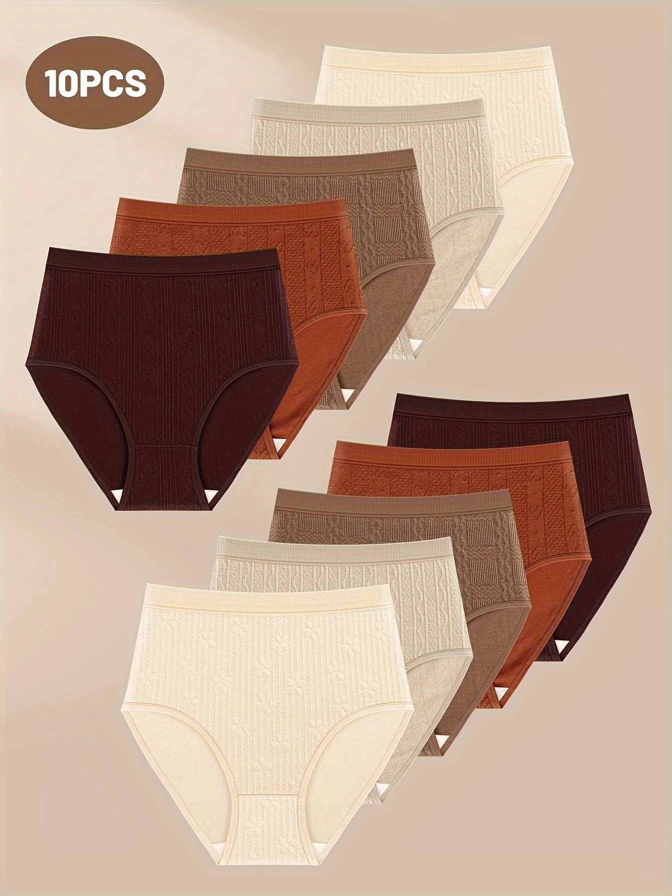 

10 шт. Элегантные женские трусы с высокой талией — бесшовные, с контролем живота, жаккардовые узоры в форме сердца и цветов, удобная посадка в ассортименте