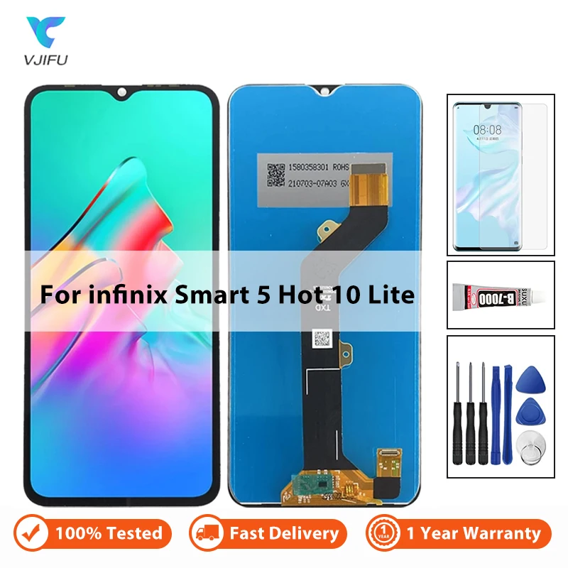 

Дисплей для Infinix Smart 5 X657 X657C / Hot 10 Lite X657B LCD кодирующий преобразователь сенсорного экрана в сборе Замена с закаленной пленкой